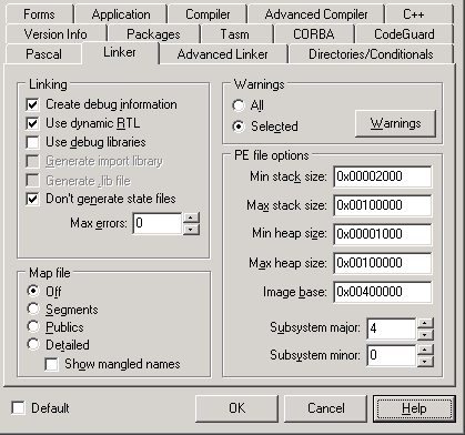 Opciones C++ Builder